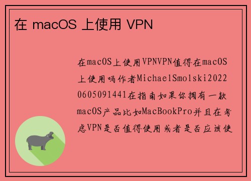 在 macOS 上使用 VPN 